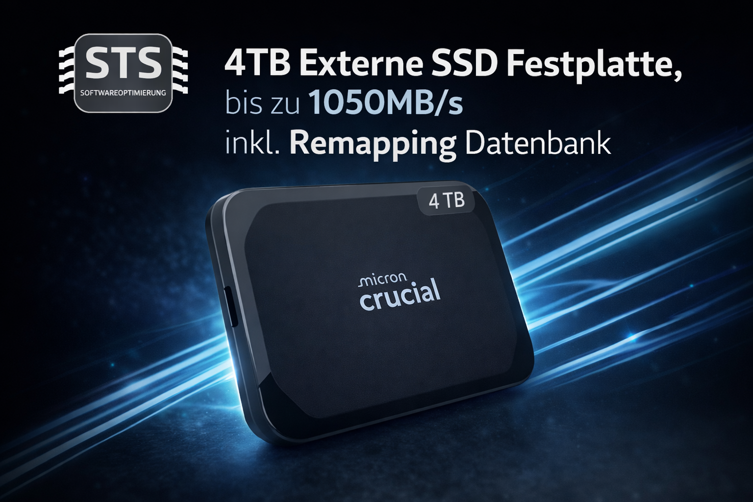 ✅ 4TB Externe SSD Festplatte – bis zu 1050MB/s inkl. Remapping Datenbank