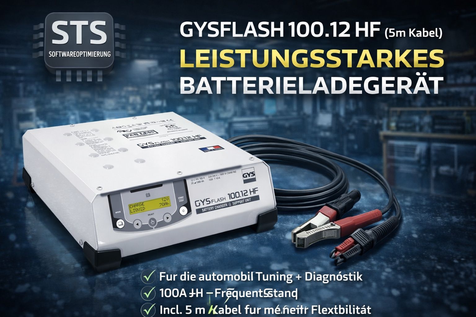 ✅ GYSFLASH 100-12 HF (5m Kabel) – Profi Batterieladegerät / Stützladegerät